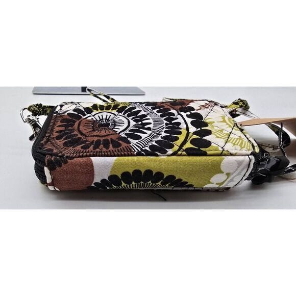 Vera Bradley Crossbody Wristlet Wallet - Black & White Floral Pattern Cocoa moss - Picture 4 of 10